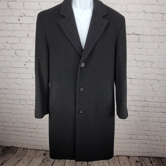 Michael Kors Black Wool Blend Classic Buttoned Inner Pockets Over Coat Size 38R - Picture 1 of 12